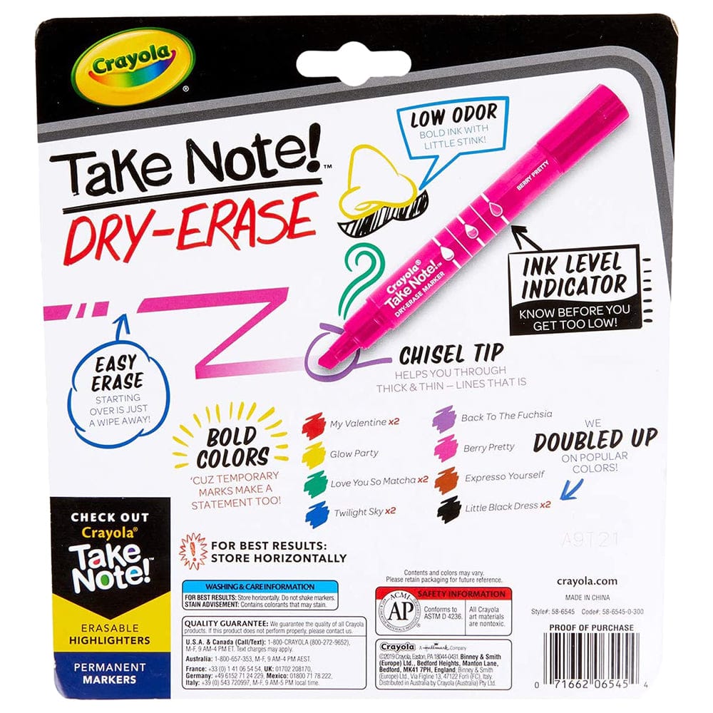 Crayola Take Note Colored Dry Erase Markers 12pc