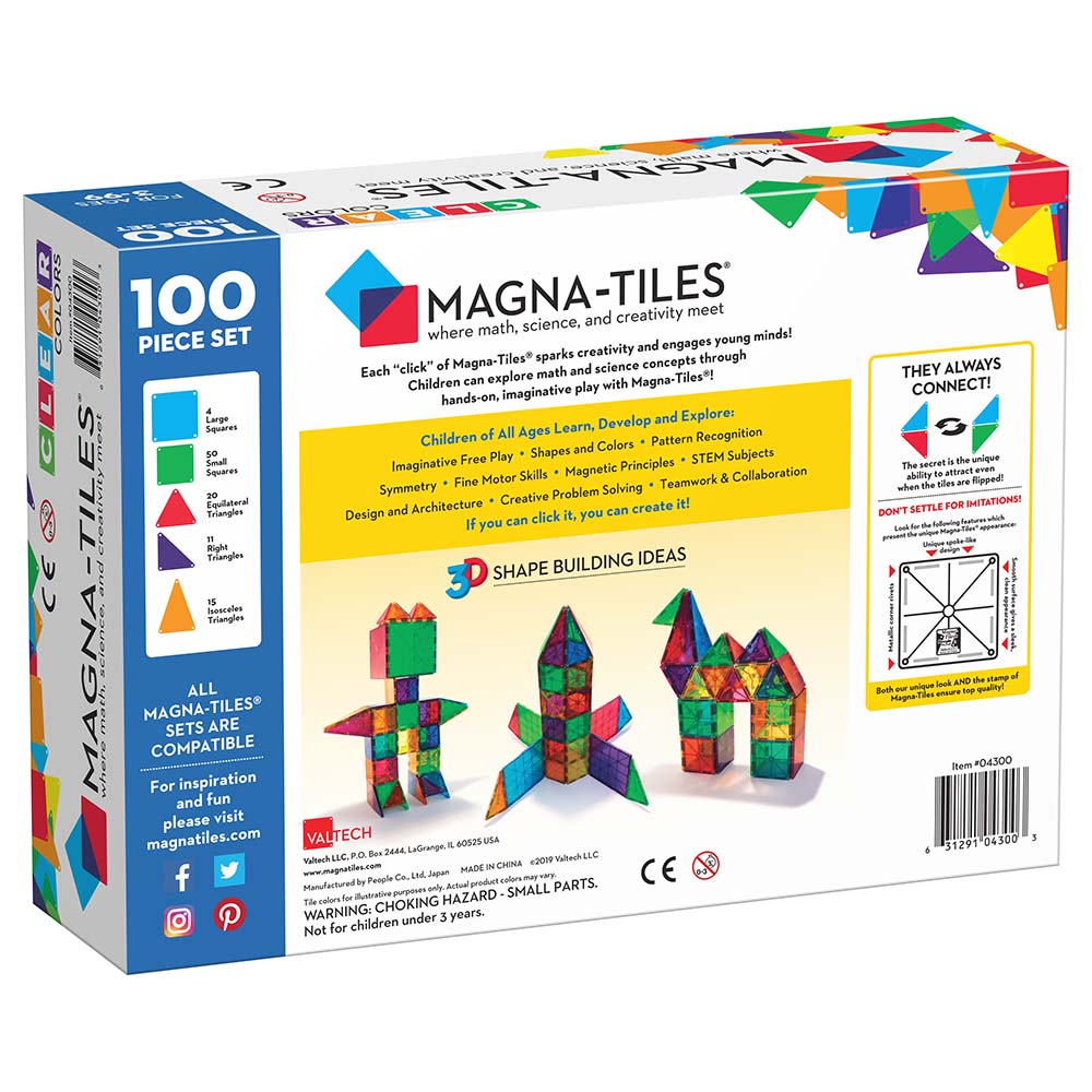 Magna-Tiles Clear Colors 100Pc Set