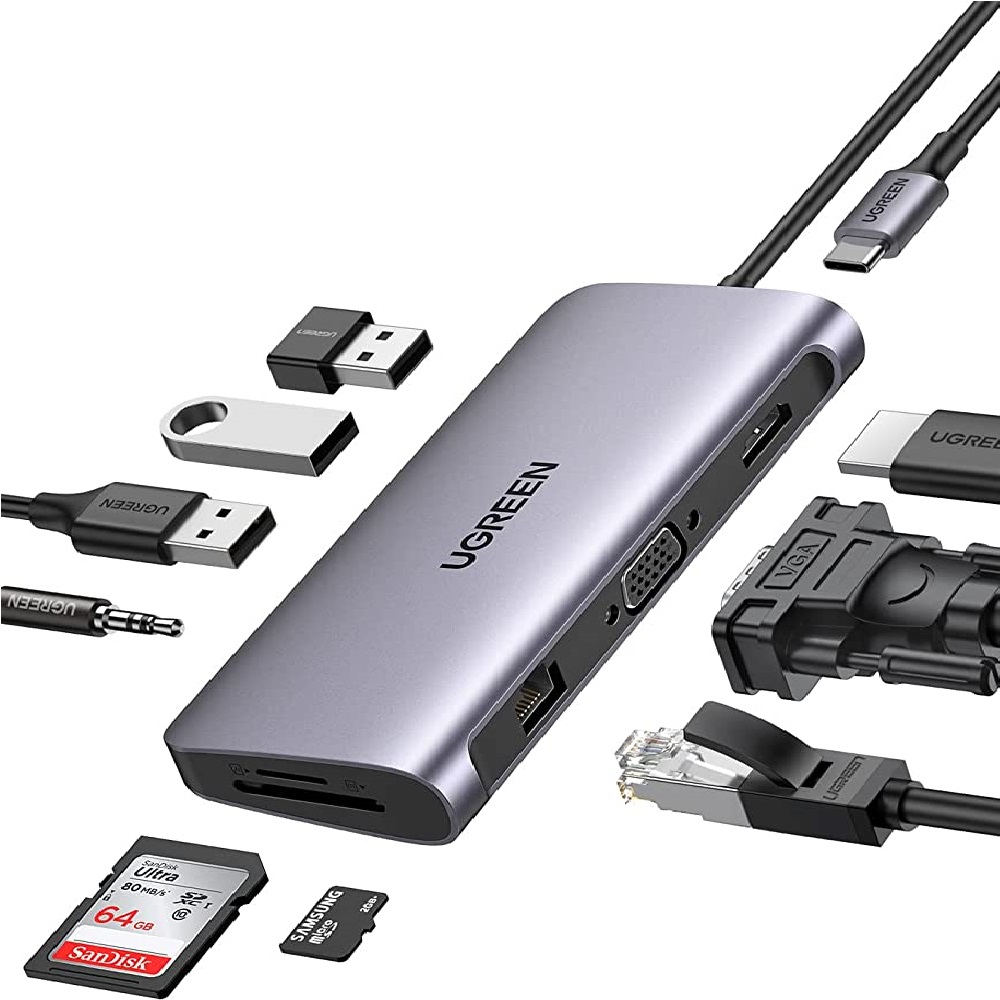 Ugreen 10 in 1 USB-C Hub Power Supply Grey