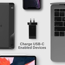 Alogic 3 Port USB-C & Dual USB-A Travel Power Adapter Black