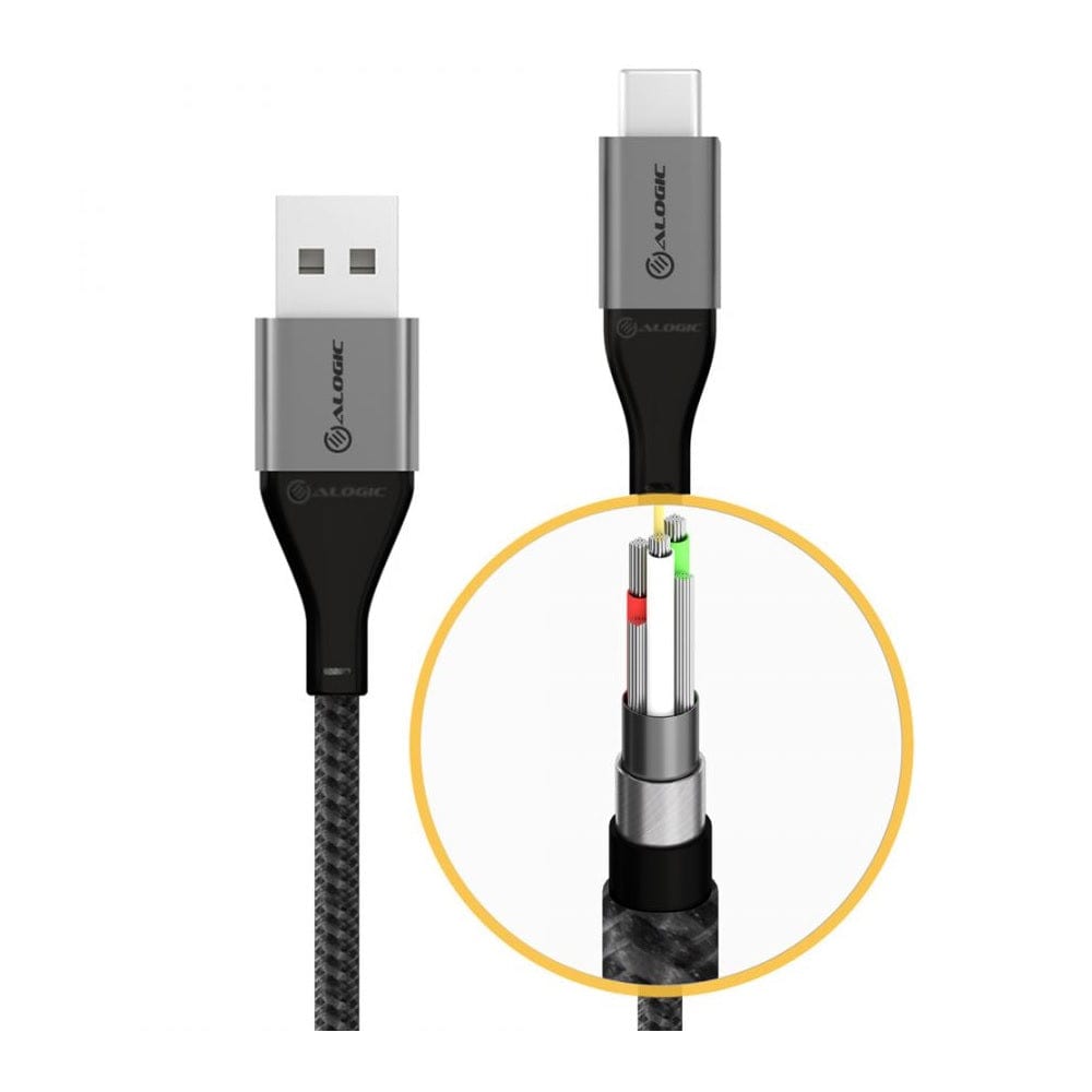 Alogic Super Ultra USB 2.0 USB-C to USB-A Cable 30cm 3A/480Mbps Space Grey
