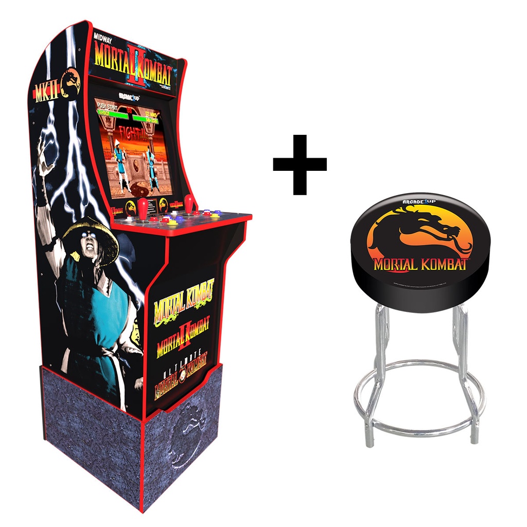 Arcade1Up Mortal Kombat with License Riser, Light Up Marquee and Stool