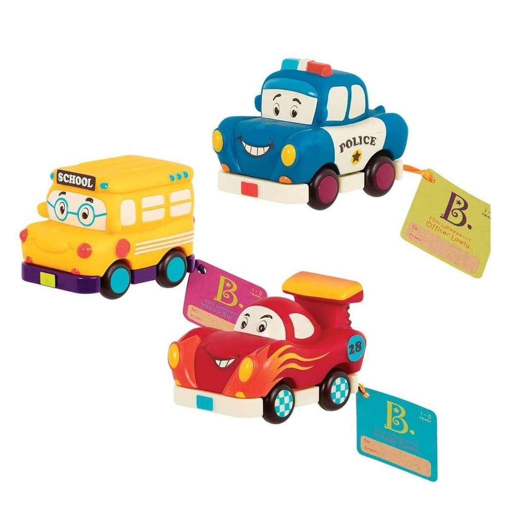 B.Toys Mini Pull Back Vehicles Set Bus & Cars