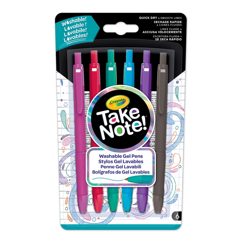 Crayola Take Note Washable Gel Pens 6pcs