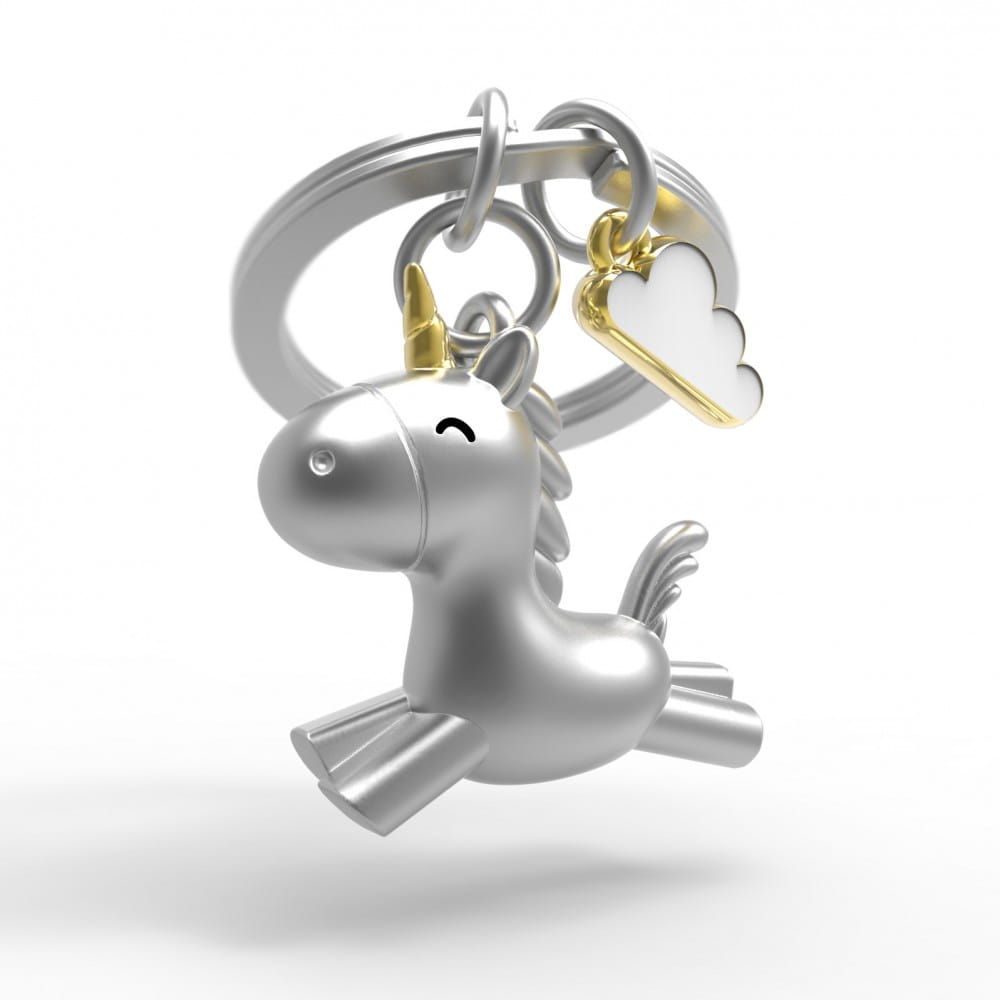 Metalmorphose - Flying Unicorn With Cloud Charm Keyring