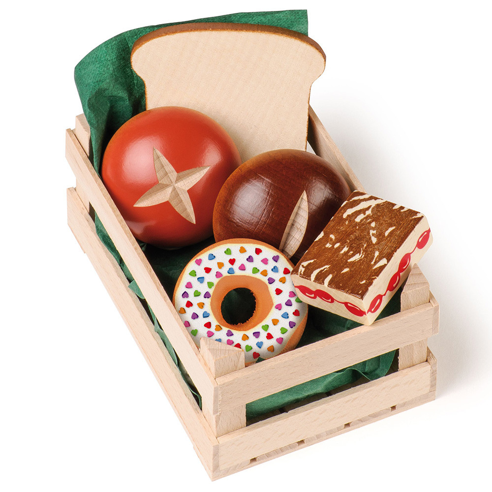 Erzi Wooden Crate of Bakery Goods