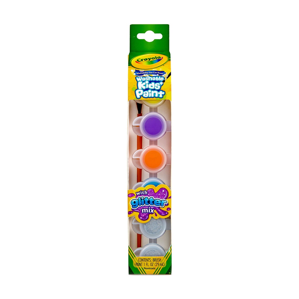 Crayola Washable Kids Paint Pots Glitter Effects 6pc