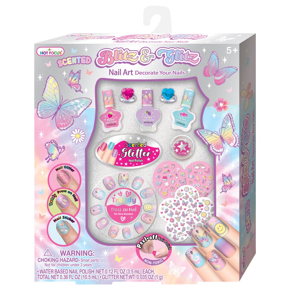 Hot Focus Tie Dye Butterfly Blitz & Glitz Nail Art Set
