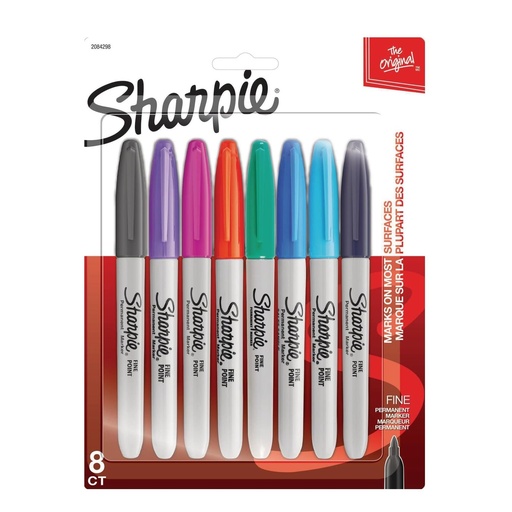 Sharpie Fine Permanent Marker 8pcs (Grey, Purple,Pink)