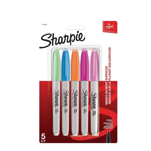 Sharpie Fine Permanent Market 5pcs (Green,Blue,Orange)