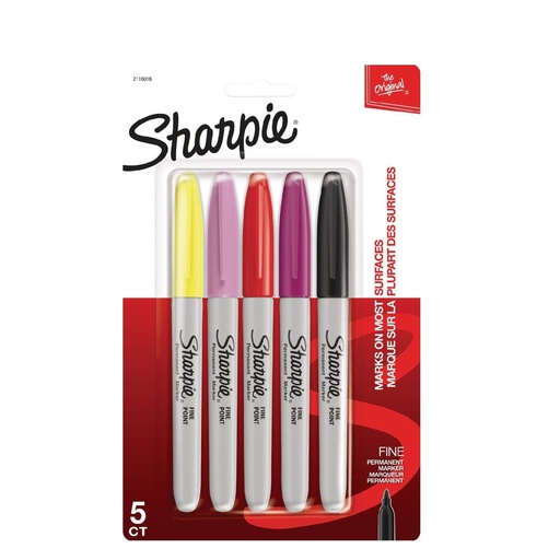 Sharpie Fine Permanent Marker 5pcs (Yellow,Pink,Red)