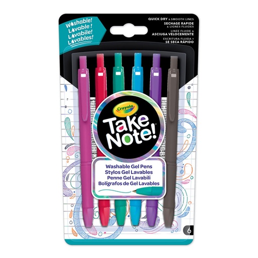 Crayola Take Note Washable Gel Pens 6pcs