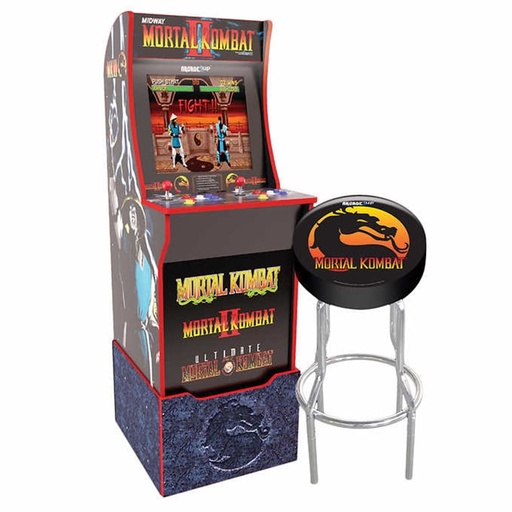 Arcade1Up Mortal Kombat with License Riser, Light Up Marquee and Stool