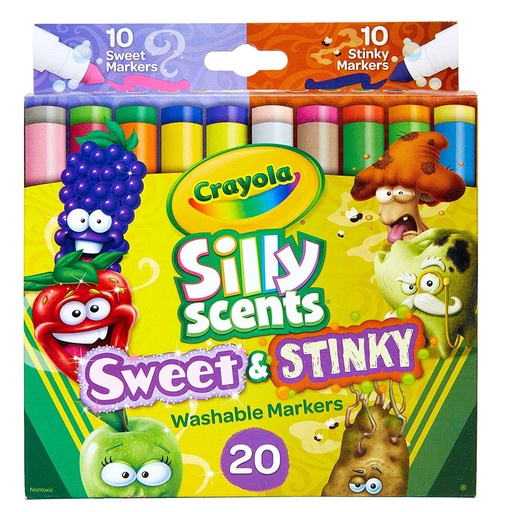 Crayola Silly Scents Sweet & Stinky Washable Broad Line Markers 20pc