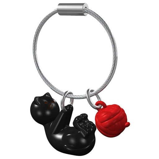 Metalmorphose - Playing Cat / Wool Keyring Steel Cable