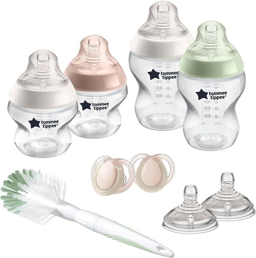 Tommee Tippee Closer to Nature Feeding Bottle Kit, Starter Set Clear